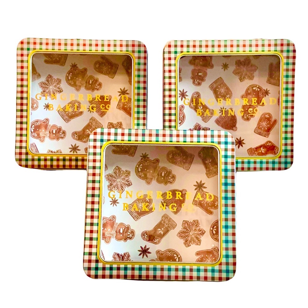 Christmas Gingerbread Baking Company Tin Metal Containers Set of 3